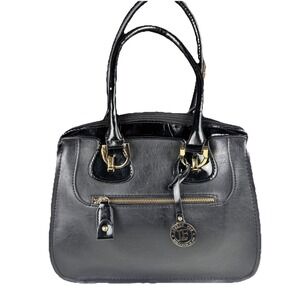 London Fog‎ Black And Beige Purse Double Handle Handbag